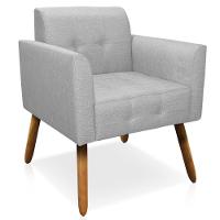Poltrona Decorativa Pés Palito Karen Linho Cinza - Gran Belo - 1