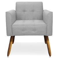 Poltrona Decorativa Pés Palito Karen Linho Cinza - Gran Belo - 3