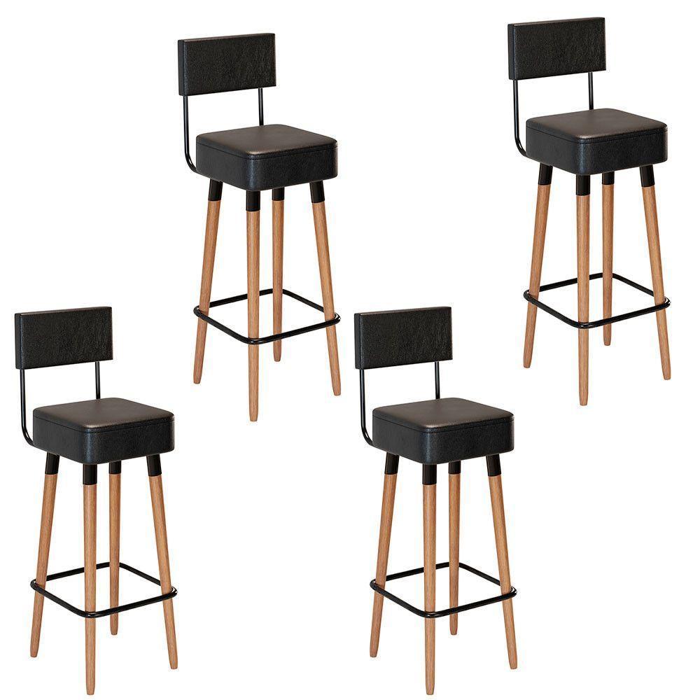 Kit 4 Banquetas Barcelona Cor Preto - Speciale Home Preto - 1