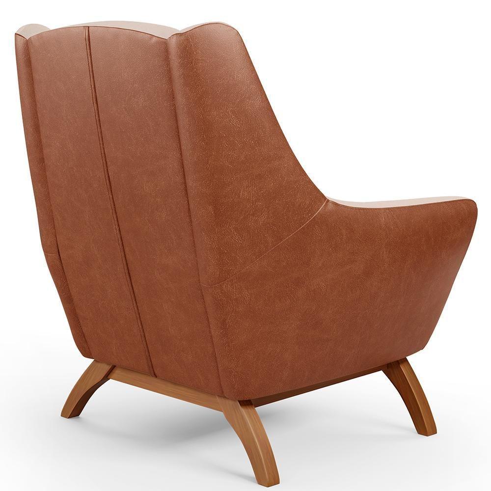 Kit 02 Poltronas Base Em Madeira Camel B-14 Linho Bege C-107 - 2