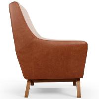 Kit 02 Poltronas Base Em Madeira Camel B-14 Linho Bege C-107 - 3