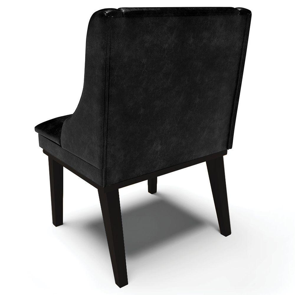 Kit 2 Poltronas Base Fixa De Madeira Pu Preto Brilho - 3