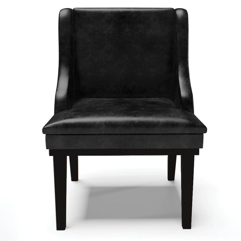 Kit 2 Poltronas Base Fixa De Madeira Pu Preto Brilho - 5