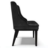 Kit 2 Poltronas Base Fixa De Madeira Pu Preto Brilho