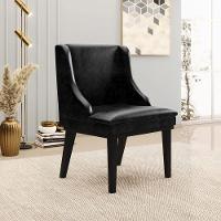 Kit 2 Poltronas Base Fixa De Madeira Pu Preto Brilho - 16