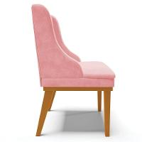 Poltrona Base Fixa De Madeira Suede Rosa Bebê/Castanho