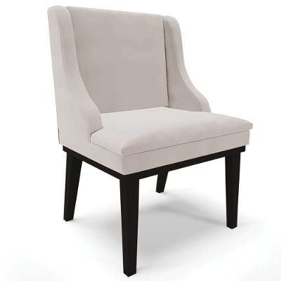 Poltrona Base Fixa De Madeira Firenze Veludo Cinza/Preto