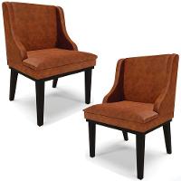 Kit 2 Poltronas Base Fixa De Madeira Pu Nozes/Preto - 1