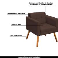 Conjunto 2 Poltronas E 1 Namoradeira Pés Palito Suede Marrom