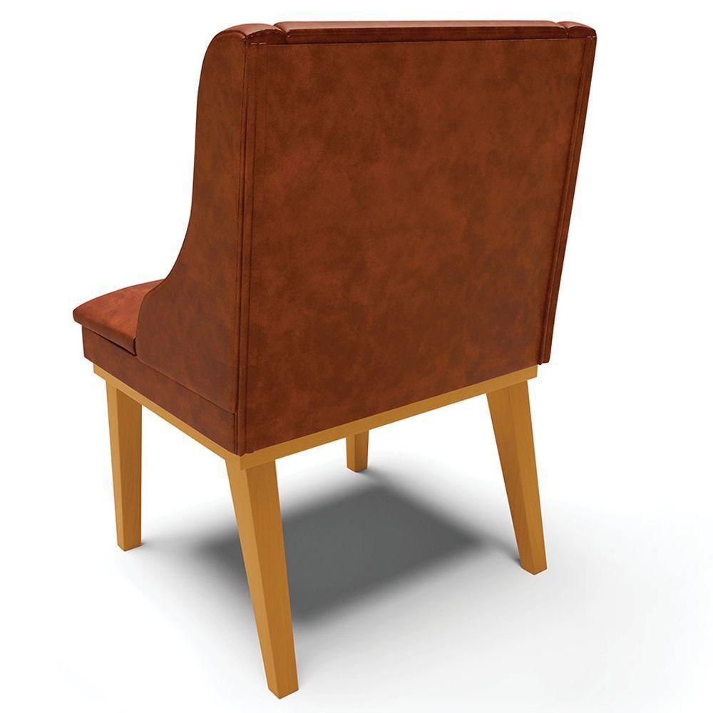 Kit 2 Poltronas Base Fixa De Madeira Pu Nozes/Castanho - 2