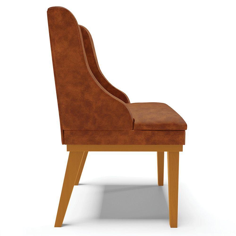 Kit 2 Poltronas Base Fixa De Madeira Pu Nozes/Castanho - 3