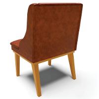 Kit 2 Poltronas Base Fixa De Madeira Pu Nozes/Castanho - 2