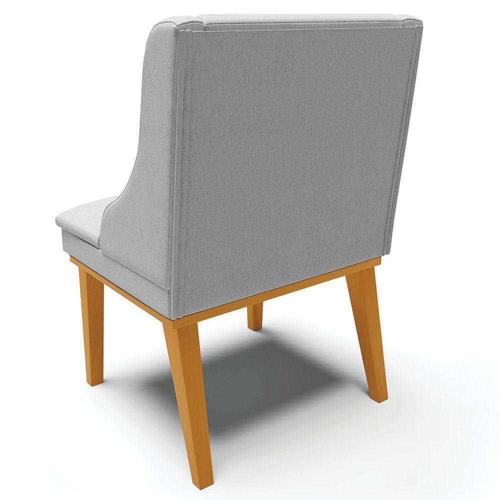 Kit 2 Poltronas Base Fixa De Madeira Linho Cinza/Castanho - 4