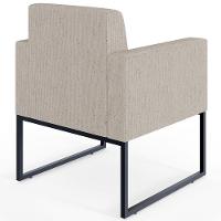 Poltrona Para Sala Estar E Recepção Base Fixa De Metal Helô Bege - 7