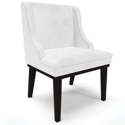 Poltrona Base Fixa De Madeira Firenze Pu Branco Brilho/Preto