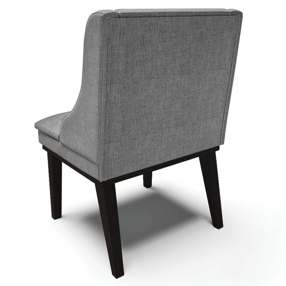 Kit 2 Poltronas Base Fixa De Madeira Linho Grafite/Preto - 3