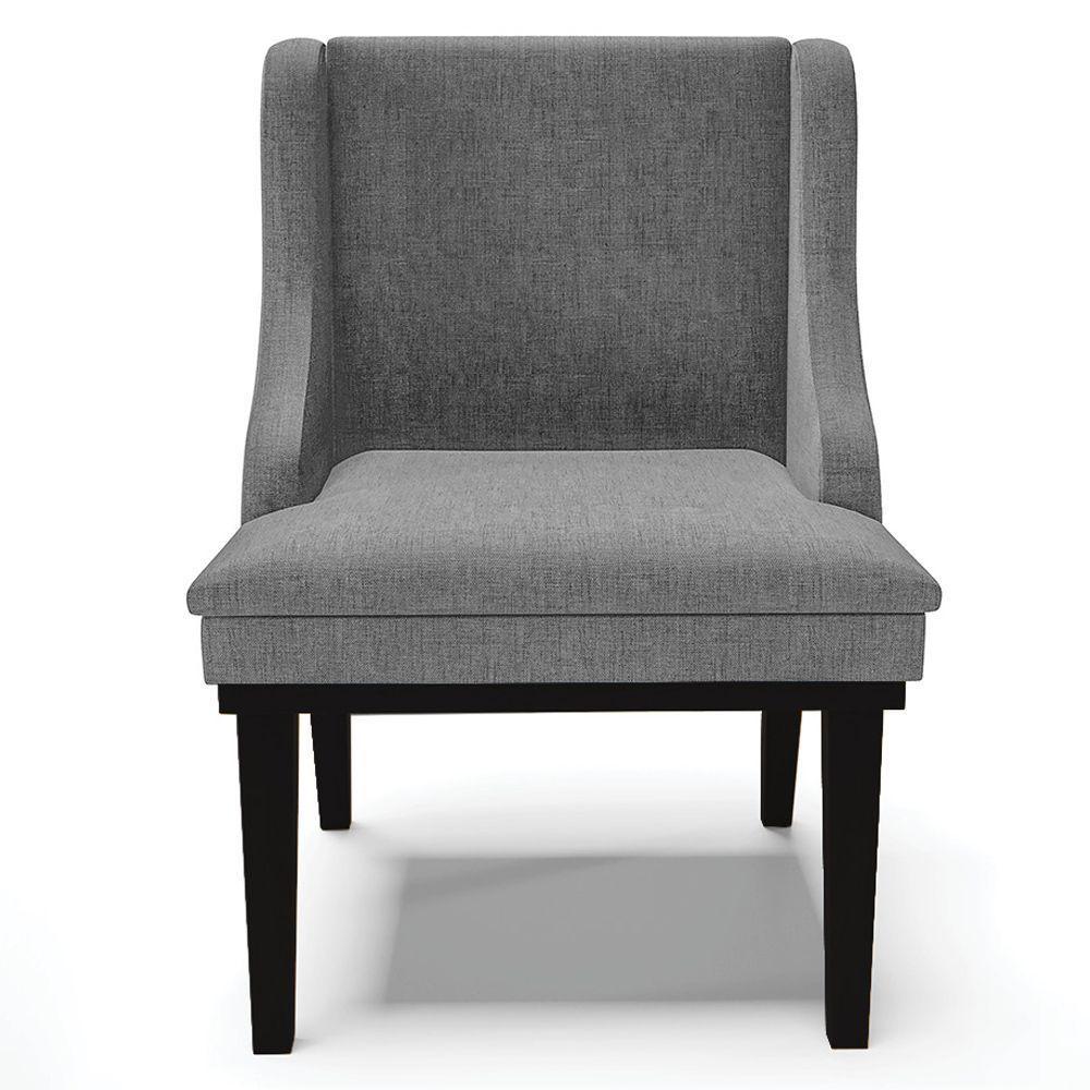 Kit 2 Poltronas Base Fixa De Madeira Linho Grafite/Preto - 4