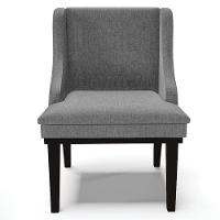 Kit 2 Poltronas Base Fixa De Madeira Linho Grafite/Preto