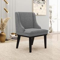 Kit 2 Poltronas Base Fixa De Madeira Linho Grafite/Preto - 9