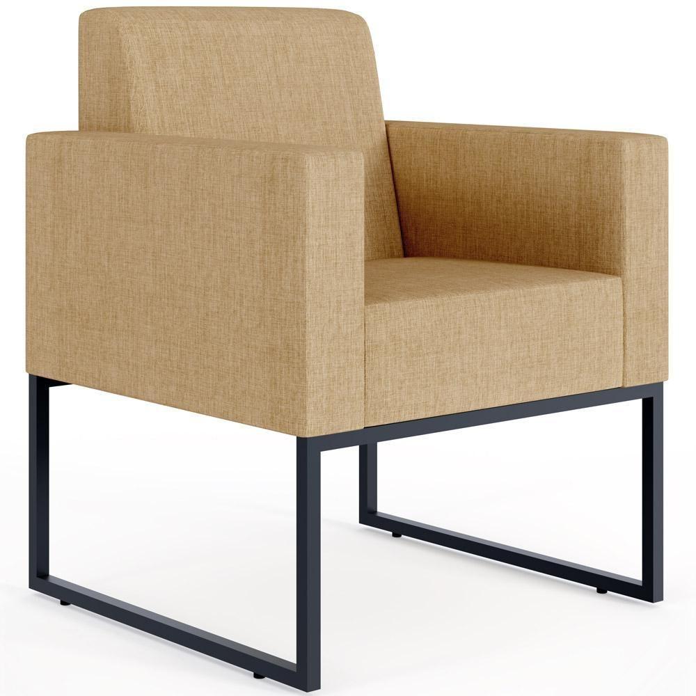 Poltrona Para Sala E Recepção Base Fixa De Metal Helô Bege Escuro - 1