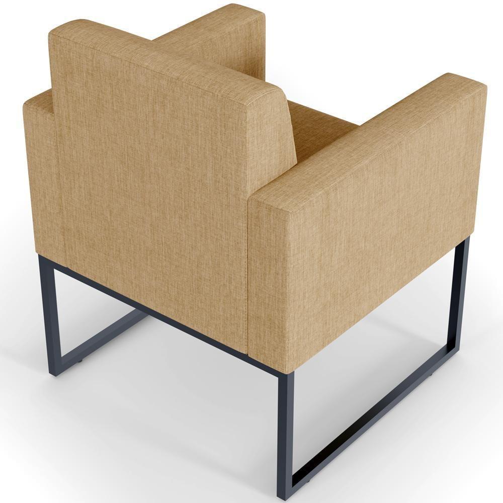 Poltrona Para Sala E Recepção Base Fixa De Metal Helô Bege Escuro - 3