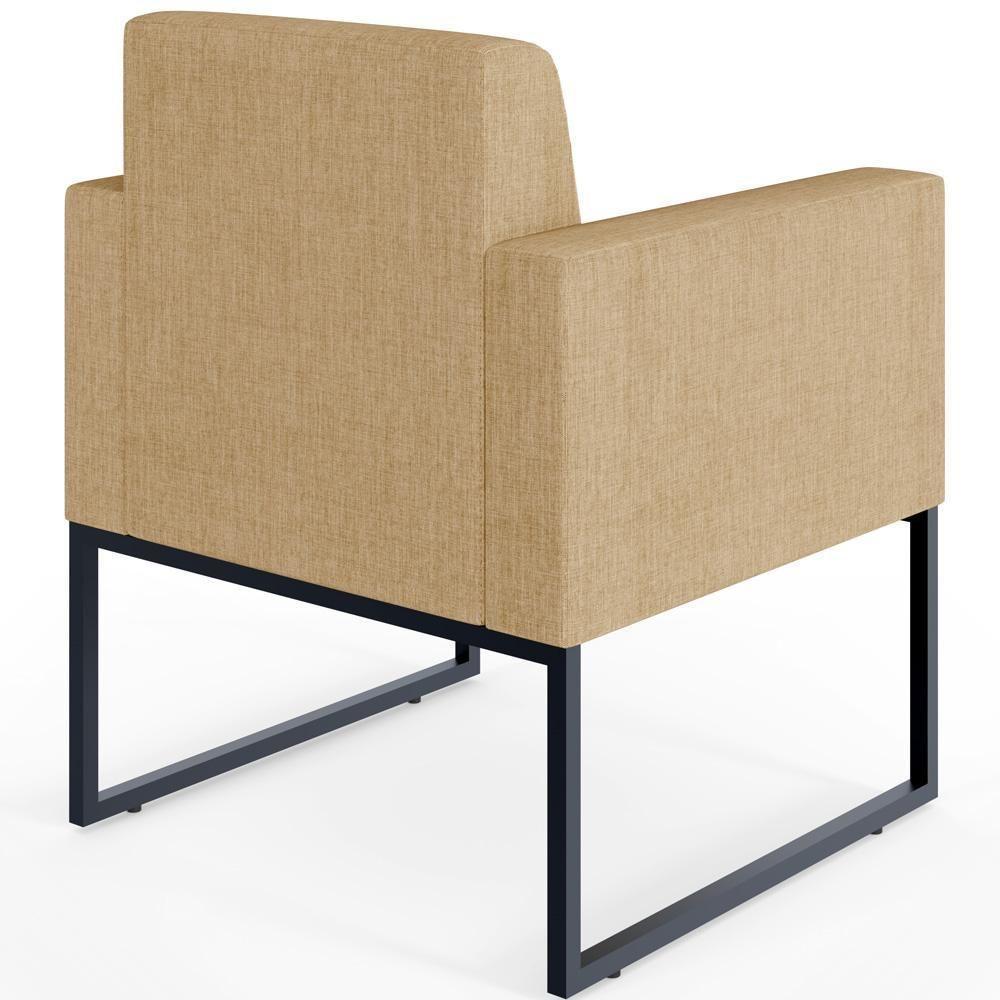 Poltrona Para Sala E Recepção Base Fixa De Metal Helô Bege Escuro - 4