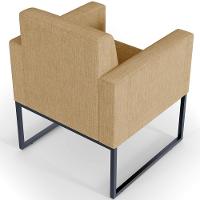 Poltrona Para Sala E Recepção Base Fixa De Metal Helô Bege Escuro - 3