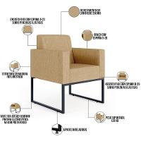 Poltrona Para Sala E Recepção Base Fixa De Metal Helô Bege Escuro - 7