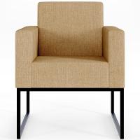 Poltrona Para Sala E Recepção Base Fixa De Metal Helô Bege Escuro - 8