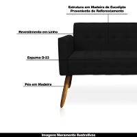 Conjunto 2 Poltronas E 1 Namoradeira Pés Palito Linho Preto - 3