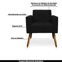 Conjunto 2 Poltronas E 1 Namoradeira Pés Palito Linho Preto