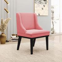 Kit 2 Poltronas Base Fixa De Madeira Suede Rosê/Preto - 9