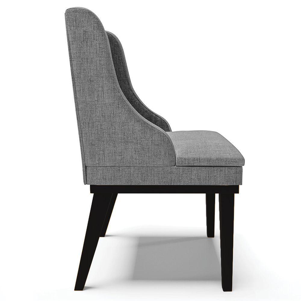 Poltrona Base Fixa De Madeira Firenze Linho Grafite/Preto - 2