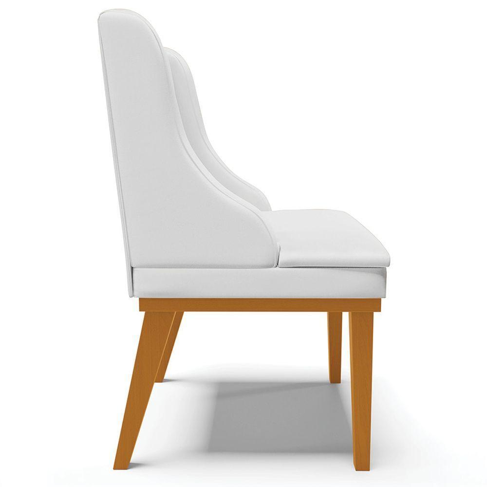 Poltrona Base Fixa De Madeira Pu Branco Fosco/Castanho - 2