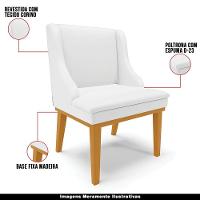 Poltrona Base Fixa De Madeira Pu Branco Fosco/Castanho - 6