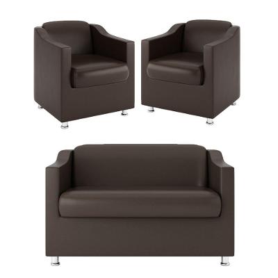 Kit + 2 Poltronas + Namoradeira 2 Lugares marrom