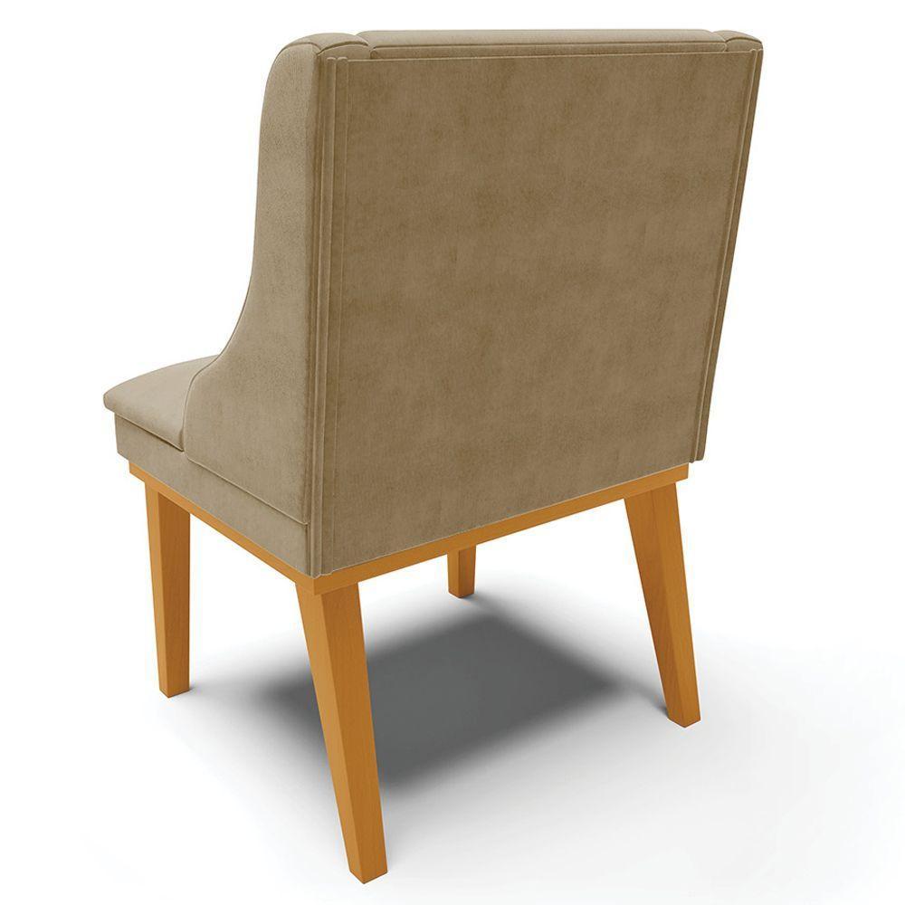 Kit 2 Poltronas Base Fixa De Madeira Suede Nude/Castanho - 2
