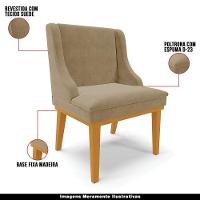 Kit 2 Poltronas Base Fixa De Madeira Suede Nude/Castanho - 7