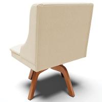 Kit 2 Poltronas Base Giratória De Madeira Linho Bege/Natural - 2