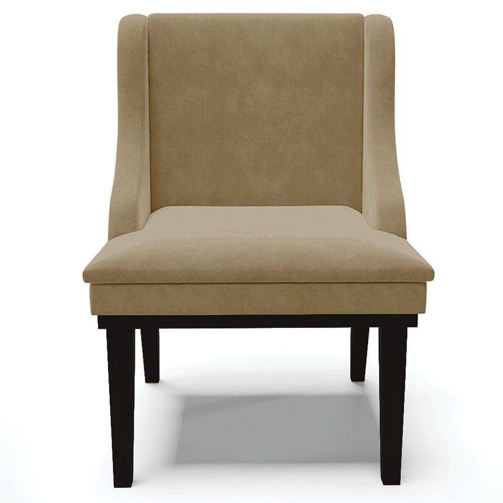 Kit 2 Poltronas Base Fixa De Madeira Suede Nude/Preto - 3