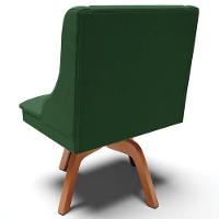 Poltrona Base Giratória De Madeira Veludo Verde/Natural - 2