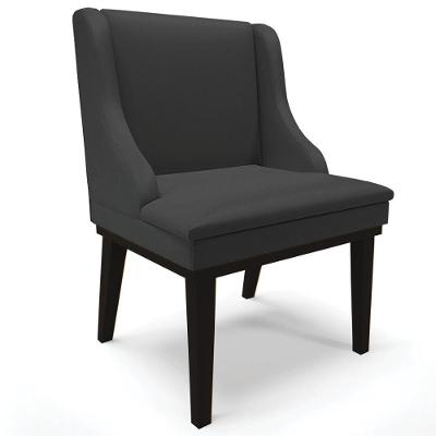 Poltrona Base Fixa De Madeira Firenze Pu Preto Fosco