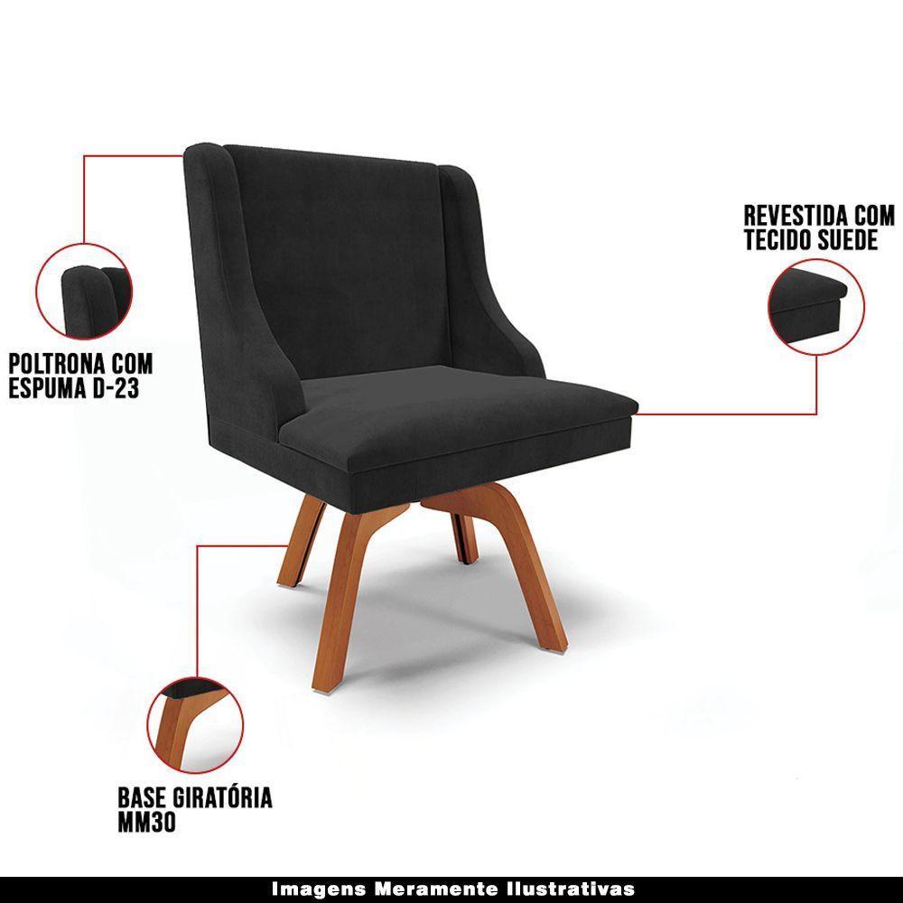 Kit 2 Poltronas Base Giratória De Madeira Preto/Natural - 7