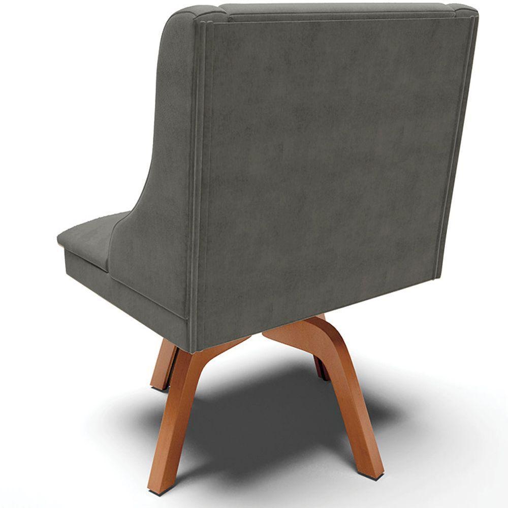 Kit 2 Poltronas Base Giratória De Madeira Grafite/Natural - 2