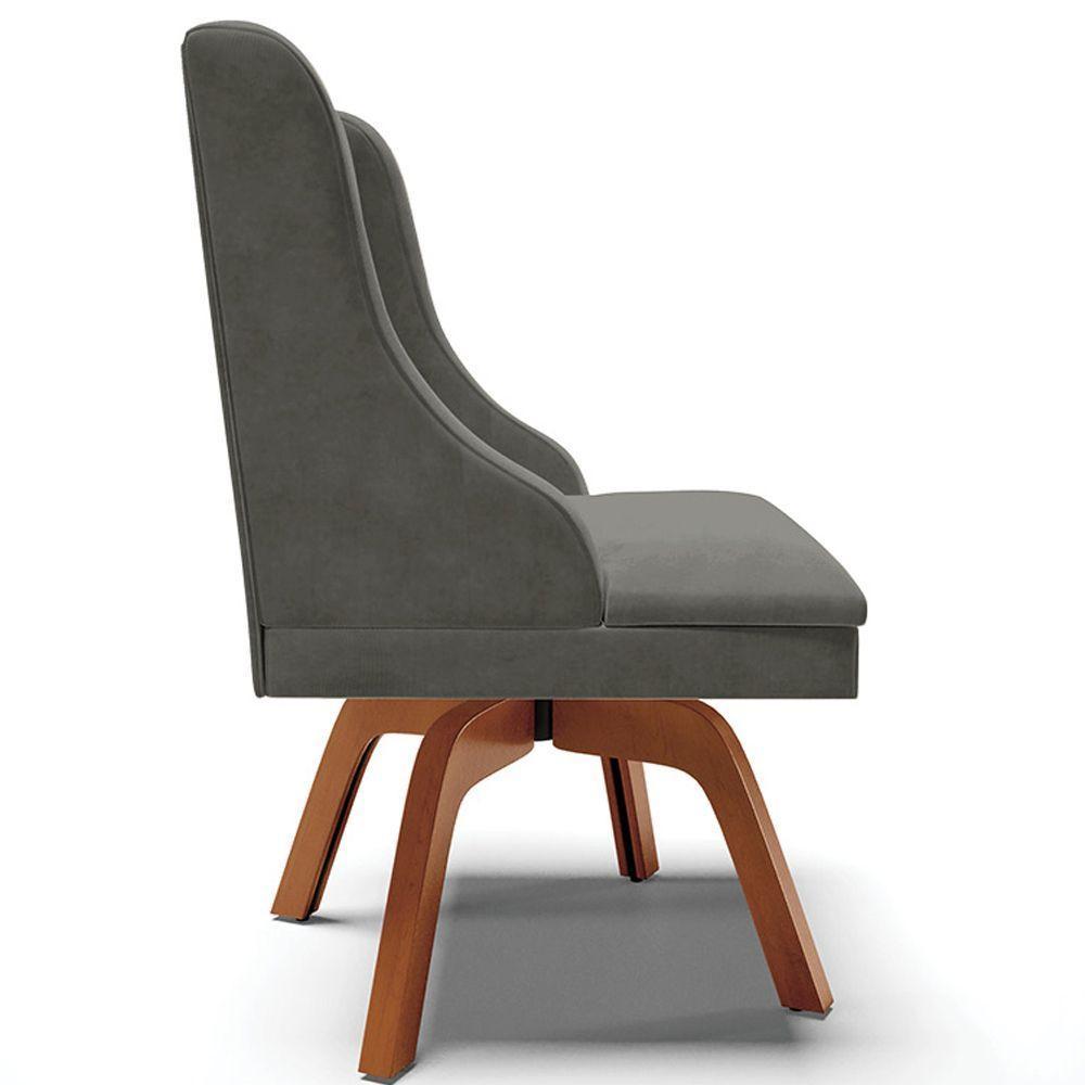 Kit 2 Poltronas Base Giratória De Madeira Grafite/Natural - 5