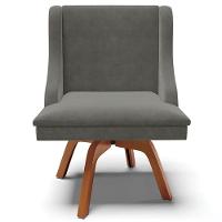 Kit 2 Poltronas Base Giratória De Madeira Grafite/Natural - 3