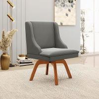 Kit 2 Poltronas Base Giratória De Madeira Grafite/Natural - 9