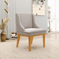 Kit 2 Poltronas Base Fixa De Madeira Veludo Cinza/Castanho - 9