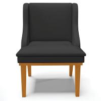 Kit 2 Poltronas Base Fixa De Madeira Pu Preto Fosco/Castanho