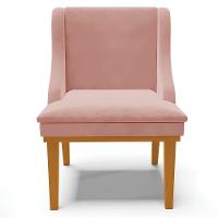 Kit 2 Poltronas Base Fixa De Madeira Veludo Rose/Castanho - 5